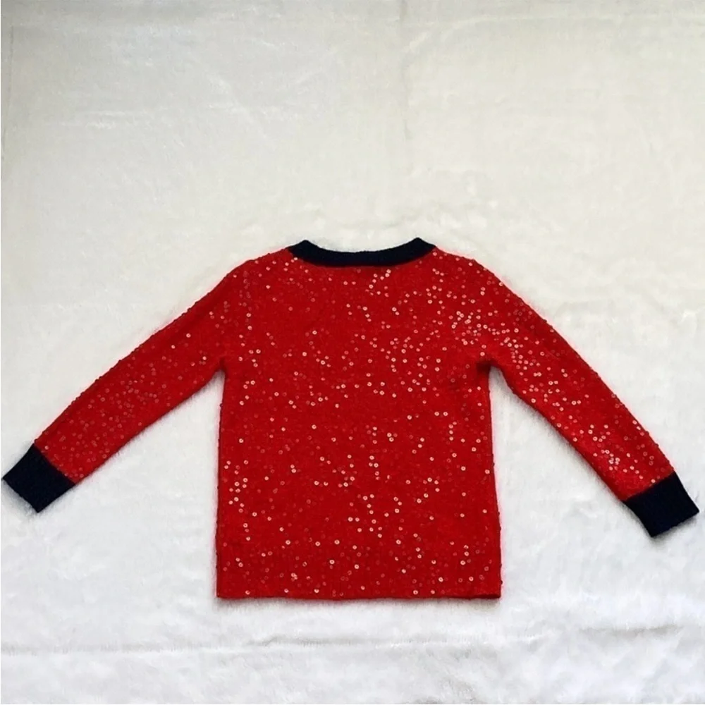 J. Crew Red and Blue Sequin Sweater Sz S NWOT